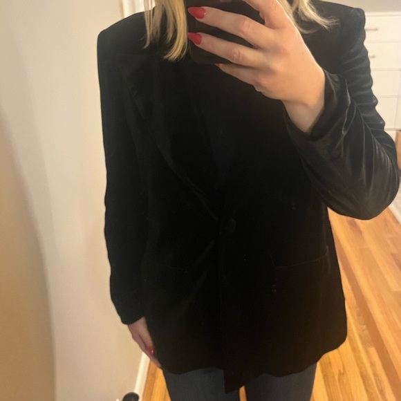 Cara Santana x Nine West Black Velvet Single Button Blazer Size Large - Picture 6 of 6